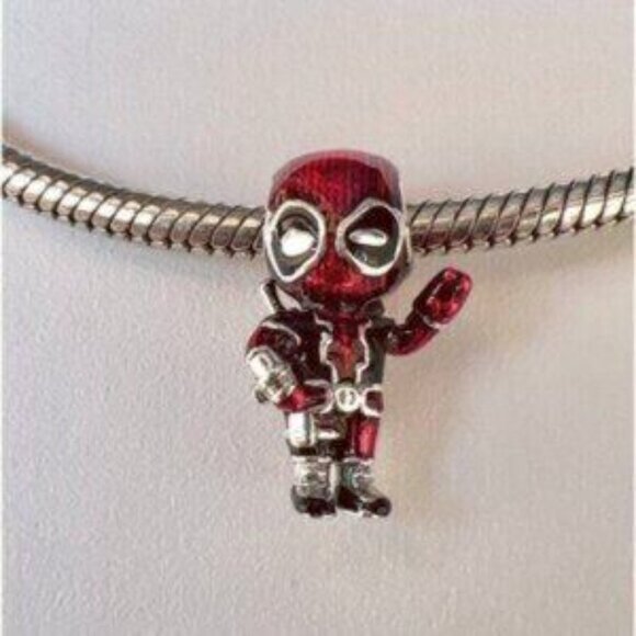 2024 New Marvel Deadpool Charm Red Dead Man Charm Fit Pandora Bracelet - Picture 4 of 5
